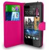 Leather Wallet/Case for HTC Desire 700 Dual Sim Magenta (OEM)