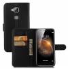 Huawei Ascend G8 - Leather Wallet Case With Plastic Back Cover  Black (OEM)
