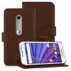 Motorola Moto G 3 (XT1541) - Leather Wallet Case Brown (OEM)