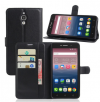 Leather Wallet/Case With Silicone Back Cover for Alcatel Pixi 4 (6") 3G 8050D, 8050E Black (OEM)