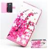 LG L65 L70 - Leather Stand Wallet Case White With Pink Flowers (OEM)