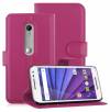 Motorola Moto G 3 (XT1541) - Leather Wallet Case Magenta (OEM)