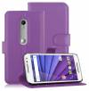 Motorola Moto G3 (XT1541) - Leather Wallet Case Purple (OEM)