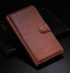 Huawei Honor 3X G750 -  Leather Wallet Stand Case Brown (OEM)