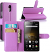 Lenovo Vibe P1m - Leather Wallet Stand Case Purple (OEM)