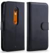 Motorola Moto X Play (XT1562) - Leather Wallet Stand Case Black (OEM)