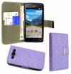 Huawei Ascend Y530 - Leather Wallet Case Lilac Colour With Diamond (OEM)