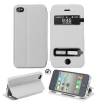 Apple iPhone 5/5S Caller ID Table Talk Flip Cover Case White With Diamond For Home Button (OEM)