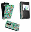 LG G2 D802 - Leather Flip Case Turquoise With Colourful Owls (OEM)