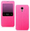 Meizu MX5 - Leather Flip Case With Windows Magenta (OEM)