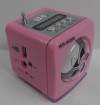 Pink - Mini MP3/Fm radio OEM-WS-908RL Speaker with built-in MP3 player and FM radio, support MP3 play from USB/SD Card - Φορητό ηχείο με δυνατότητα αναπαραγωγής Mp3 μέσω USB ή SD κάρτας και ενσωματωμένο FM δέκτη