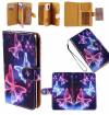 Sony Xperia M C1905 - Leather Wallet Case With Sticker Blue With Butterflies (OEM)