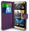 Leather Wallet/Case With Hard Back Cover for HTC One M9 Plus Purple (OEM)