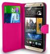 Leather Wallet/Case With Hard Back Cover for HTC One M9 Plus Magenta (OEM)