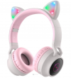 Wireless Headphones Stereo Hoco W27 Cat ear Pink Gray 300mAh Micro SD and AUX