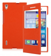 Leather Flip Case Back Cover With Window for Huawei Ascend P7 Orange (OEM)