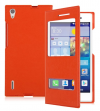 Leather Flip Case Back Cover With Window for Huawei Ascend P7 Orange (OEM) Leather Flip Case Back Cover With Window for Huawei Ascend P7 Orange (OEM)