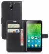 Lenovo Vibe C2 Leather Wallet Stand Case With Silicone Back Cover Black OEM