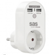 SAS 2x USB Wall Adapter Λευκό (100-15-130) White