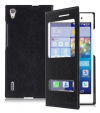 Leather Flip Case Back Cover With Window for Huawei Ascend P7 Black (OEM) Leather Flip Case Back Cover With Window for Huawei Ascend P7 Black (OEM)