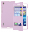 Leather Flip Case Back Cover With Window for Huawei Ascend P7 Pink (OEM)