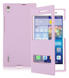 Leather Flip Case Back Cover With Window for Huawei Ascend P7 Pink (OEM) Leather Flip Case Back Cover With Window for Huawei Ascend P7 Pink (OEM)
