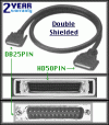 HD 50 Pin - DB 25 Pin External SCSI Cable 3FT 1M