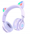 Hoco W39 Ασύρματα/Ενσύρματα Over Ear Hi-Fi BT V5.3  Παιδικά Ακουστικά με 10 ώρες Λειτουργίας Μωβ