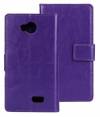 LG F60 D390N - Leather Wallet Stand Case Purple (OEM)