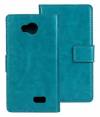 LG F60 D390N - Leather Wallet Stand Case Turquoise (OEM)