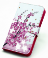 Leather Wallet Case for Huawei Honor 2 and Ascend G600 White With Pink Flowers (OEM)