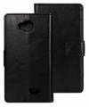 LG F60 D390 - Leather Wallet Stand Case Black (OEM)