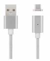 Magnetic Detachable USB 2 male to micro USB B male Rapid Data/Charging Cable for Smartphones/Tablets 1m Silver (OEM)