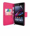 Sony Xperia Z1 Leather Flip Wallet Case Pink (OEM)