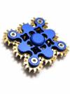 BLCR Three-Spinner Fidget Toy Copper Alloy 3 minute EDC Hand Spinner for Autism and ADHD Nine Gear Blue