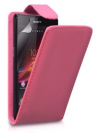 Sony Xperia Z1 Δερμάτινη Θήκη Flip Σκούρο Ρόζ OEM