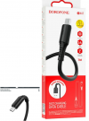 Borofone X47 USB to Micro USB 2.4A data charging cable with flexible ends, black color