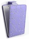 LG G2 D802 - Leather Flip Case Purple With Diamonds (OEM)