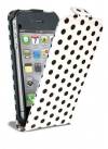 iPhone 5 Δερμάτινη Θήκη Άσπρη με μαύρες βούλες iPhone 5 Δερμάτινη Θήκη Άσπρη με μαύρες βούλες