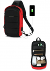 Crossbody Backpack in Black-Red Waterproof BY OZUKO