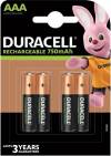 Duracell AAA 750mAh Rechargeable Batteries 4 Pack HR03/DC2400