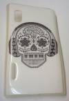 LG Optimus L5 E610 / E612 - Silicone Case TPU Gel skull plan White ()