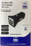 NG Φορτιστής Αυτοκινήτου 2x USB 5V 3.1A για Smartphones & Tablets Μαύρο NG Φορτιστής Αυτοκινήτου 2x USB 5V 3.1A για Smartphones & Tablets Μαύρο