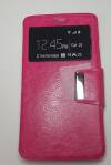 ZTE Blade V220 - Leather Case with Window and Back Cover Silicone Pink (ΟΕΜ)