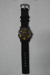 Unisex Round Case Wrist Watch Jean With Dark Grey Strap and Black Dial With Yellow Details(OEM)