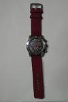 Unisex Round Case Wrist Watch Jean With Dark Red Strap and Dark Blue Dial With Dark Red Details(OEM)