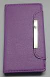 LG Optimus L4 II E440 - Leather Wallet Case With Magnetic Flip Purple (OEM)