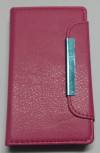 LG Optimus L4 II E440 - Leather Wallet Case With Magnetic Flip Magenta (OEM)