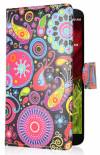 LG G4 (H815) - Leather Wallet Case Black With Colourful Jellyfish (OEM)