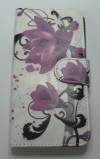 LG G4 (H815) - Leather Wallet Case White With Purple Flowers (OEM)